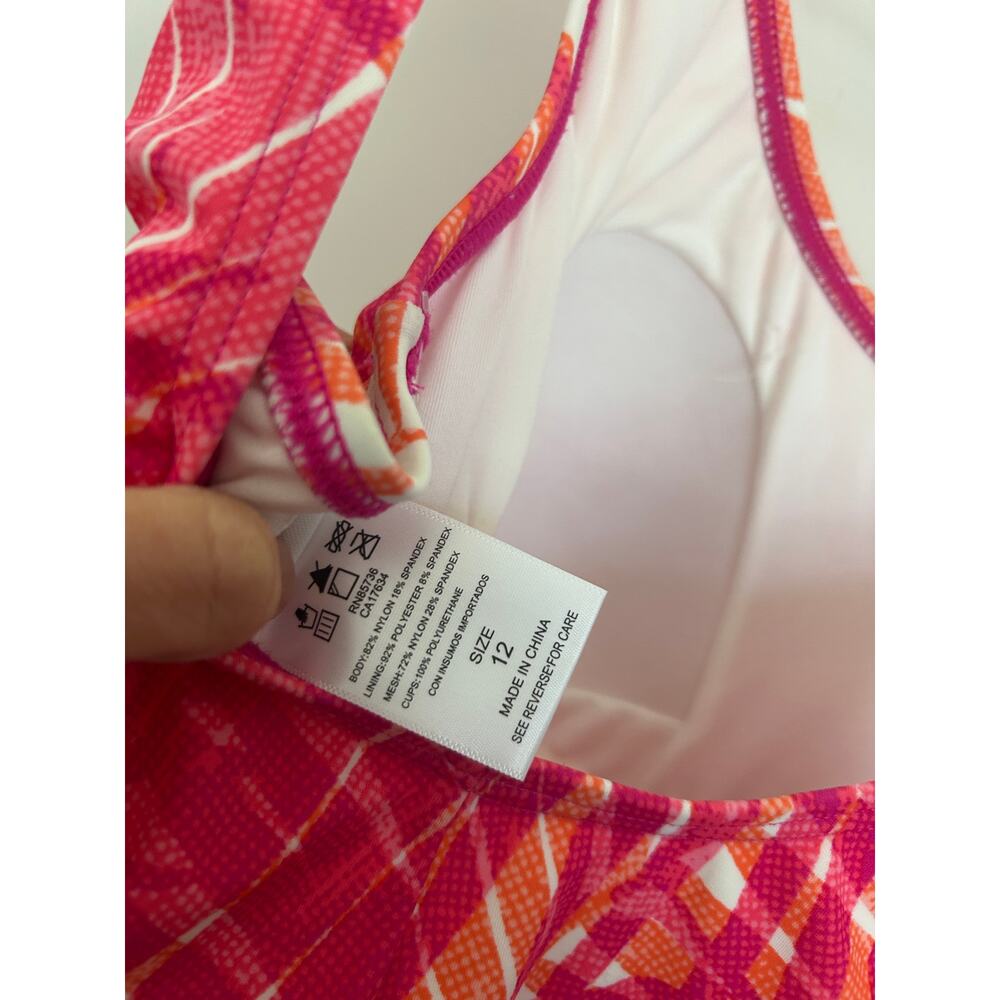 Calypso Cove Pink Floral Swim Dress One Piece Swimsuit, Size 12 - Picture 7 of 8